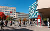 Students walking through campus.