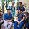 Students outside laughing