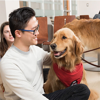 Student with a dog