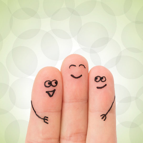 Fingers with smile faces
