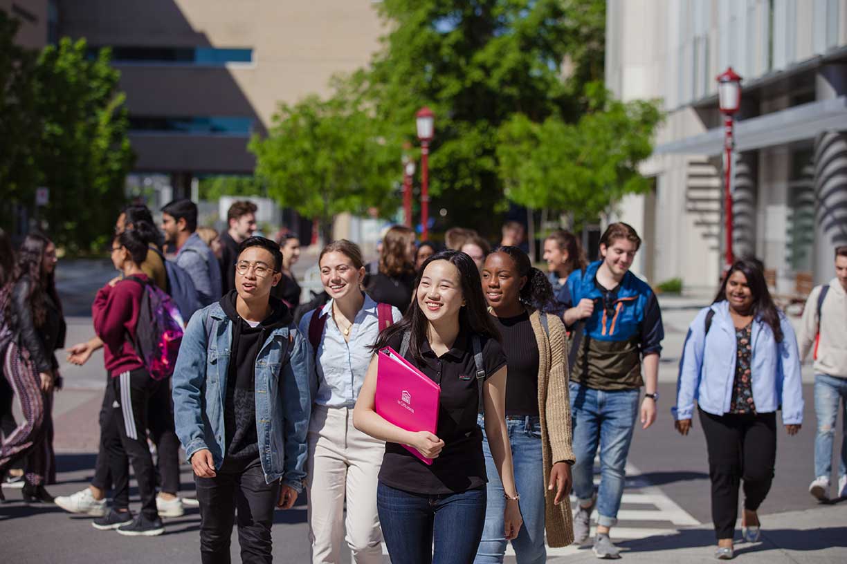 Students walking on campus