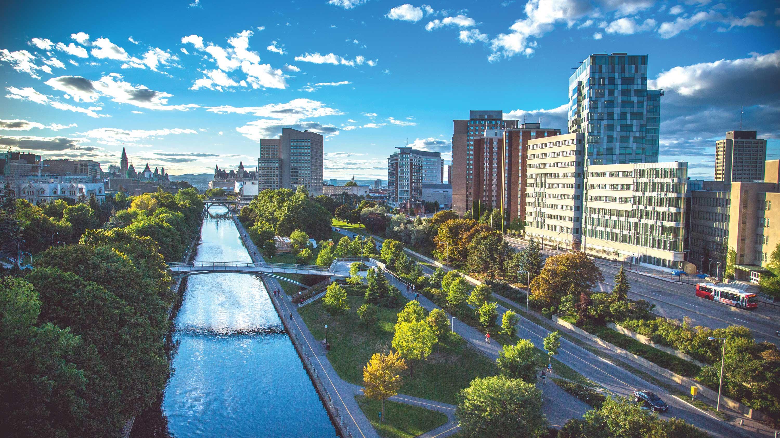 Rideau canal and campus