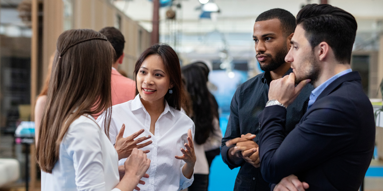 Students talking in a small group