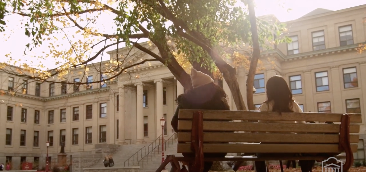 Two students on a bench