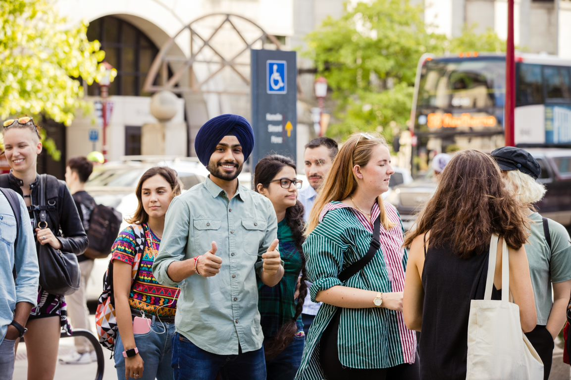 Student looking at the camera and smiling