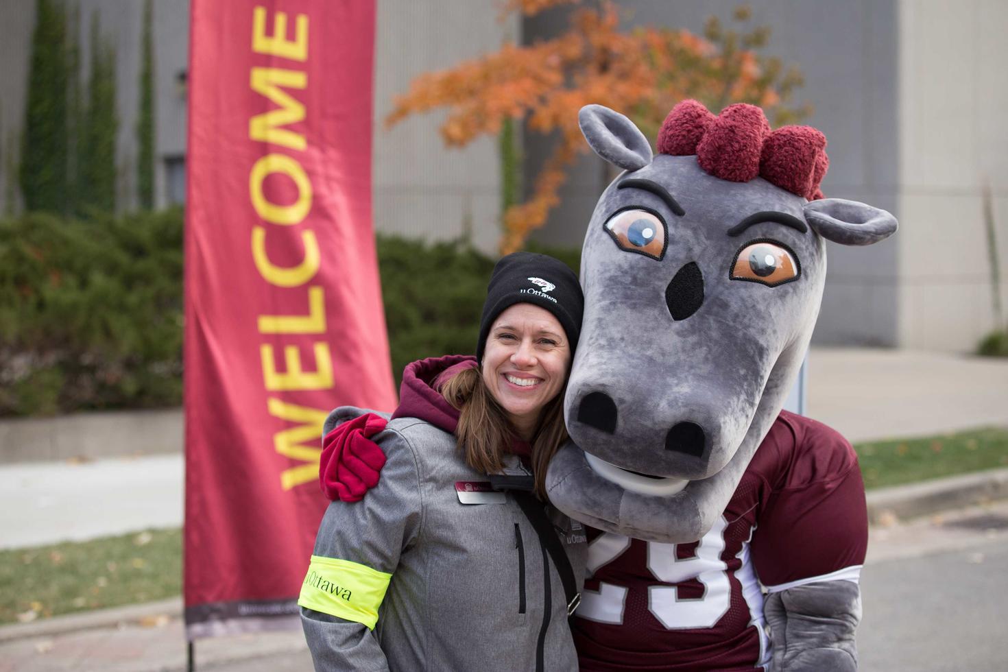 person withGee-Gees mascot