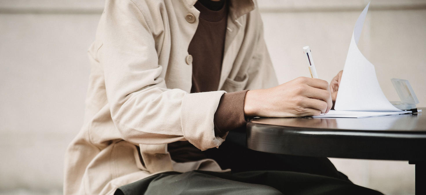 person reviewing documents