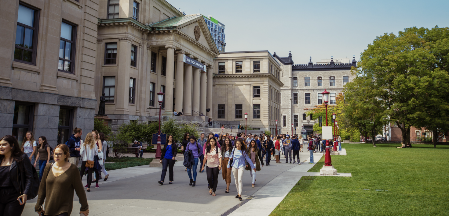 Students walking in front of Tabaret.
