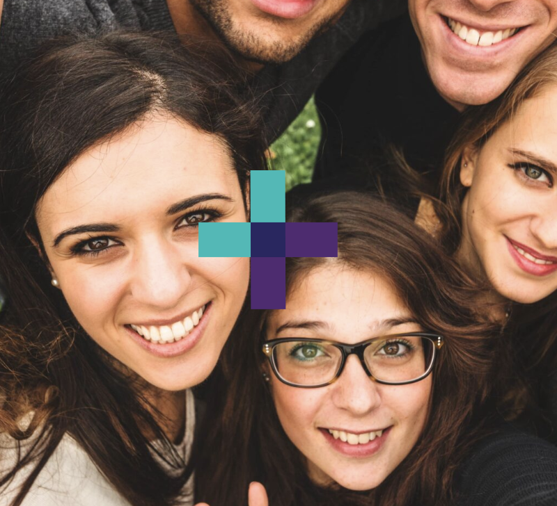 Students with explore logo