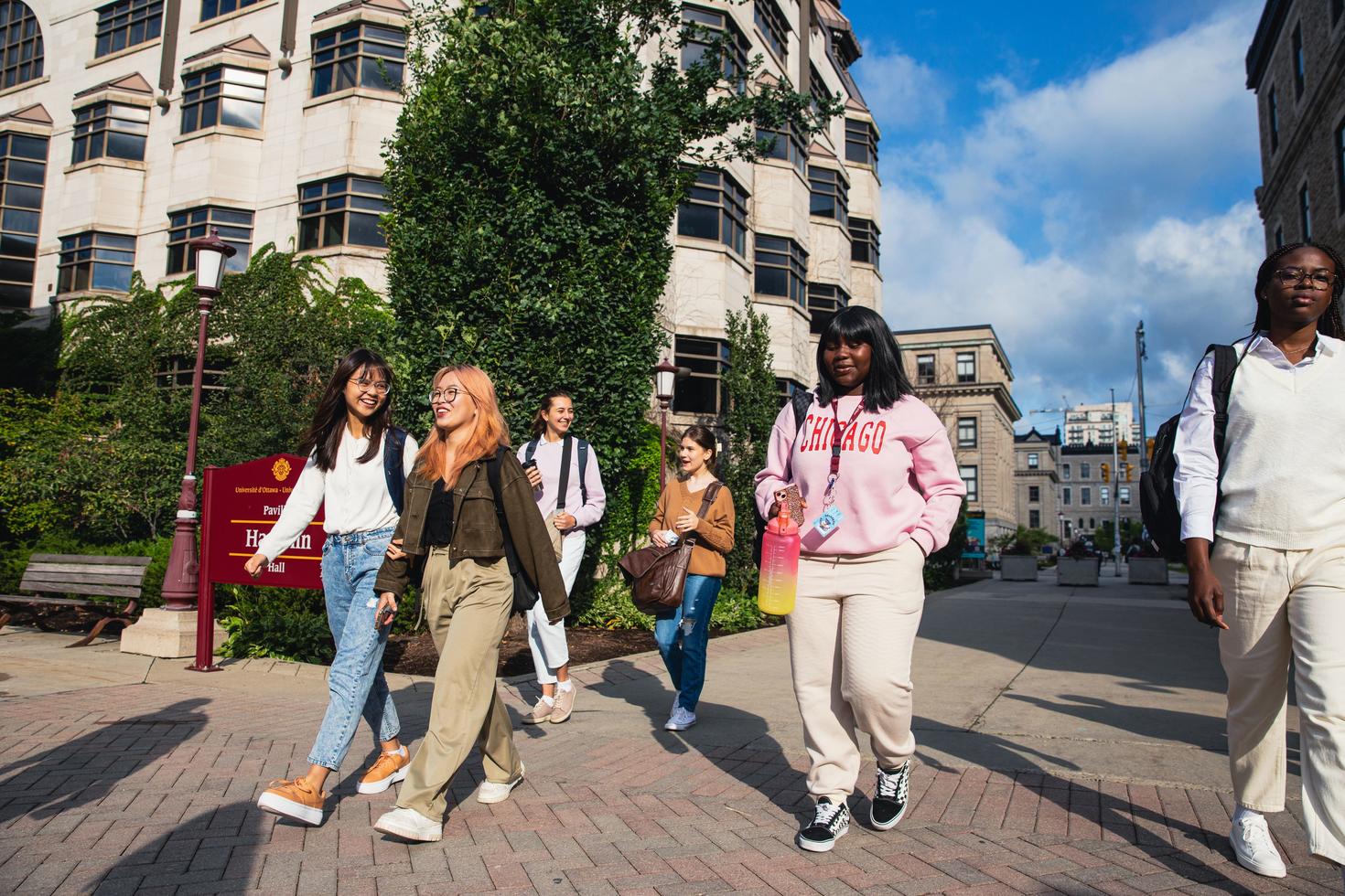 Students walking on campus