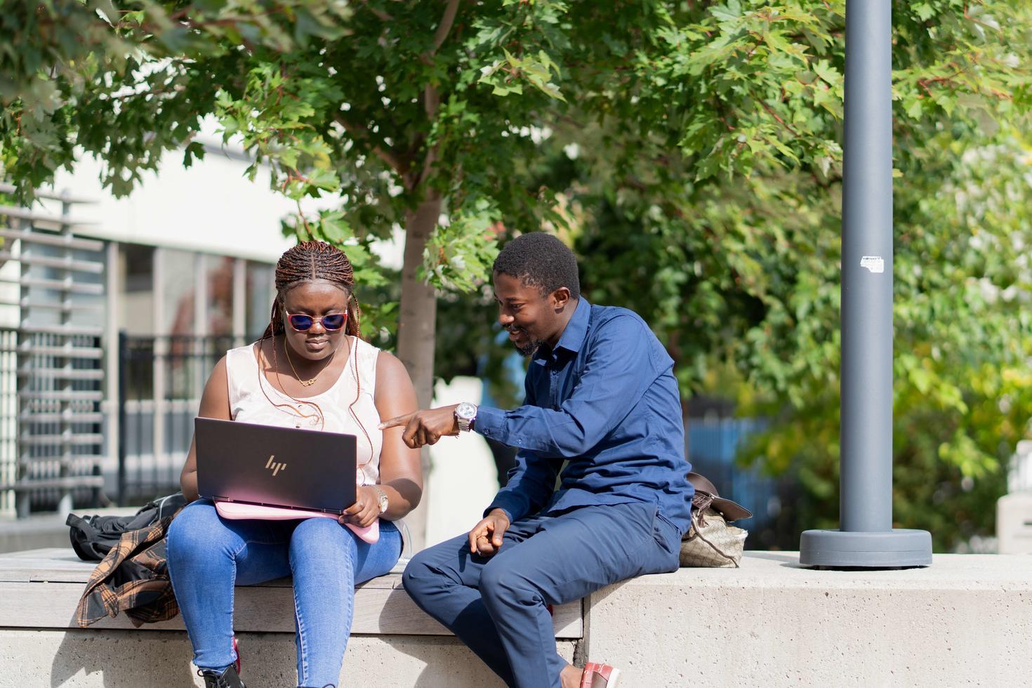 Students outdoors on campus