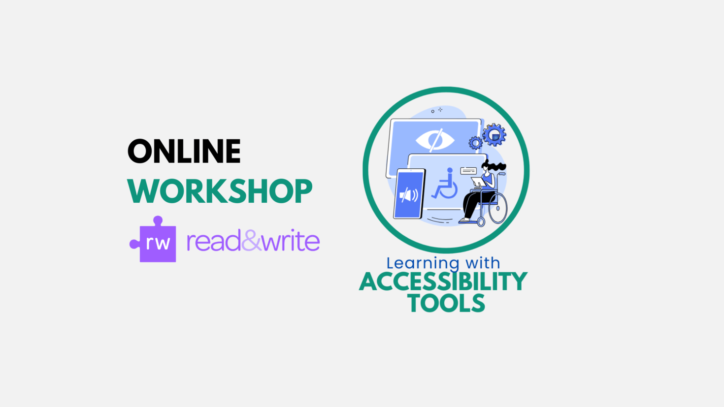 Read & write logo  with photo of accessibility