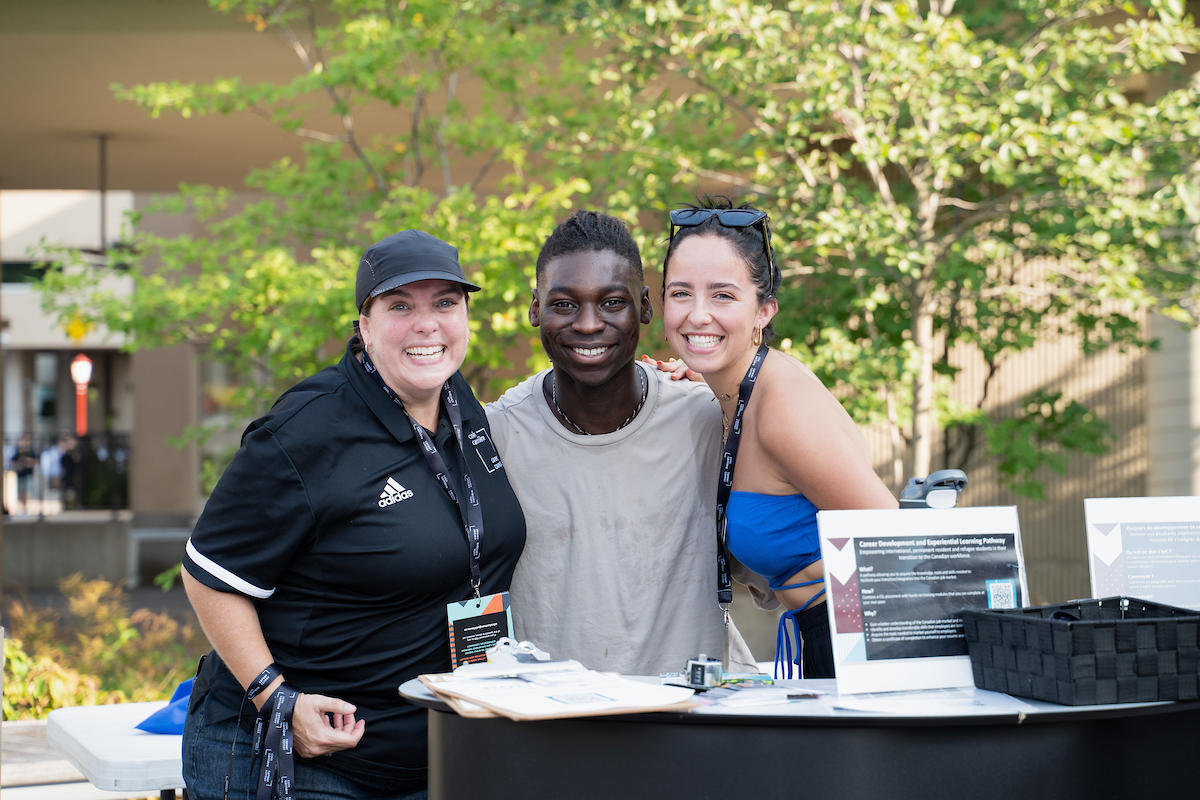 International students at the Career Corner booth