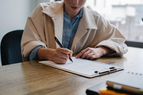 person reviewing a resume