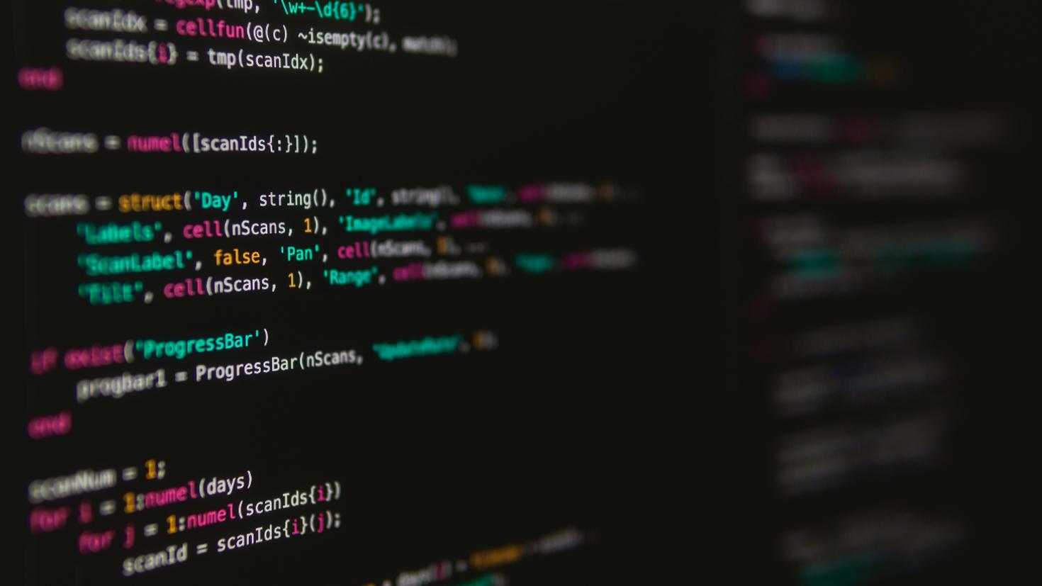 Lines of code on a screen