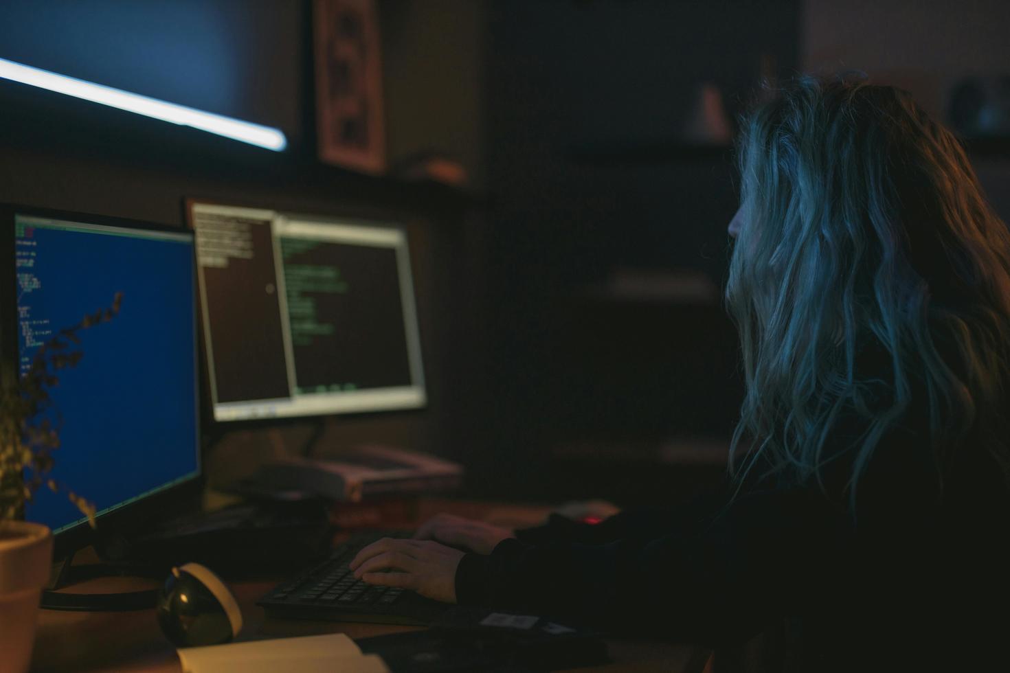 woman on the computer