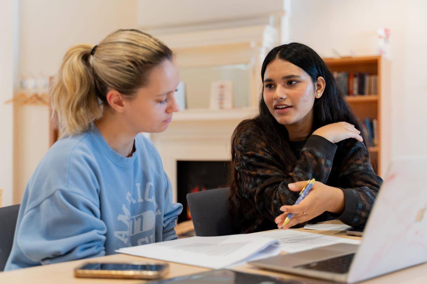 Two students studying 