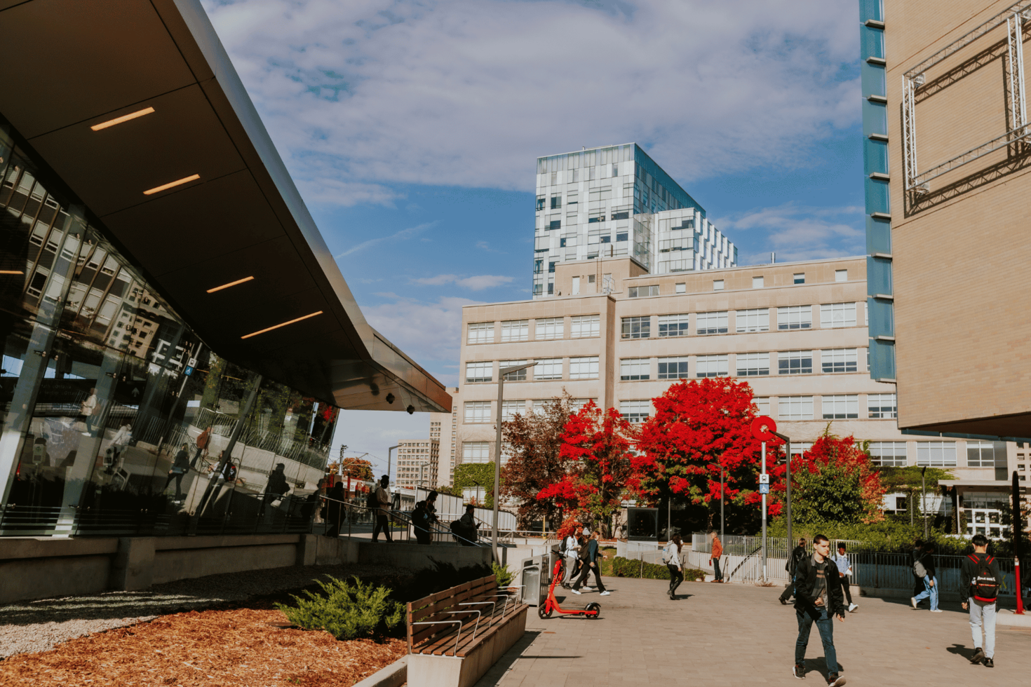 Outside view of the Social Sciences Building during the Fall.