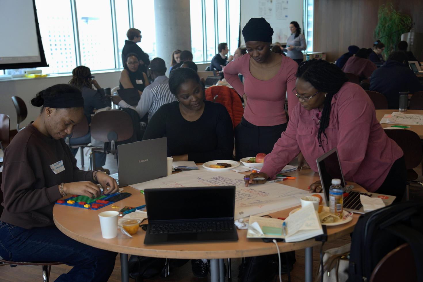 Students collaborating during Arts Innovation Lab