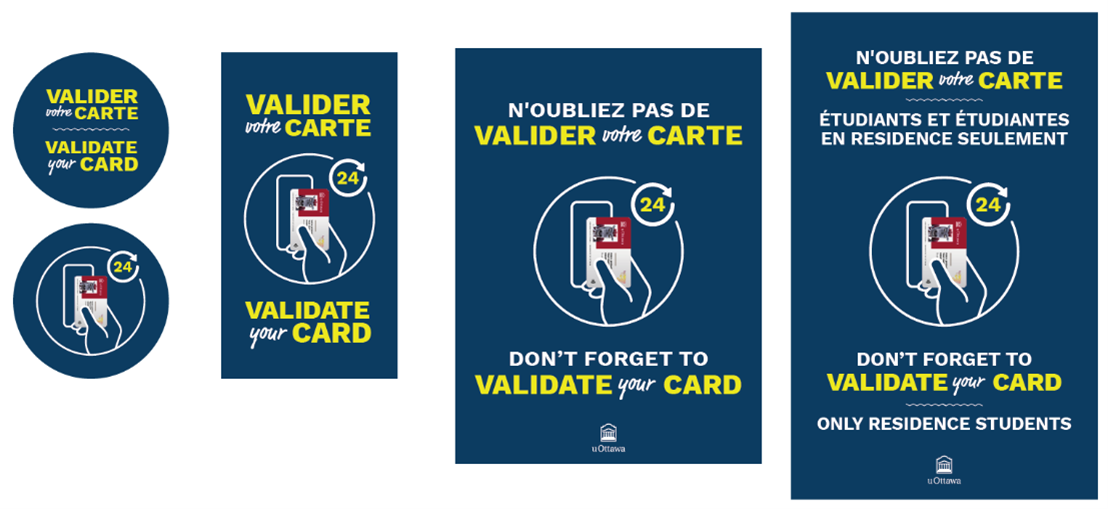 Graphique des stations de revalidation des résidences avec le texte'Validez votre carte"