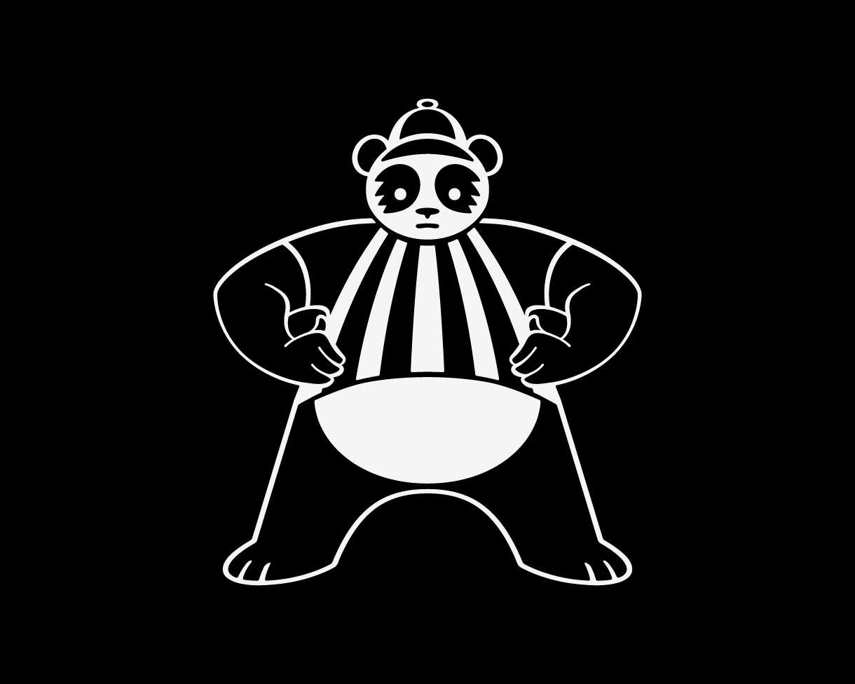 Dessin d'un panda habillé en artbitre