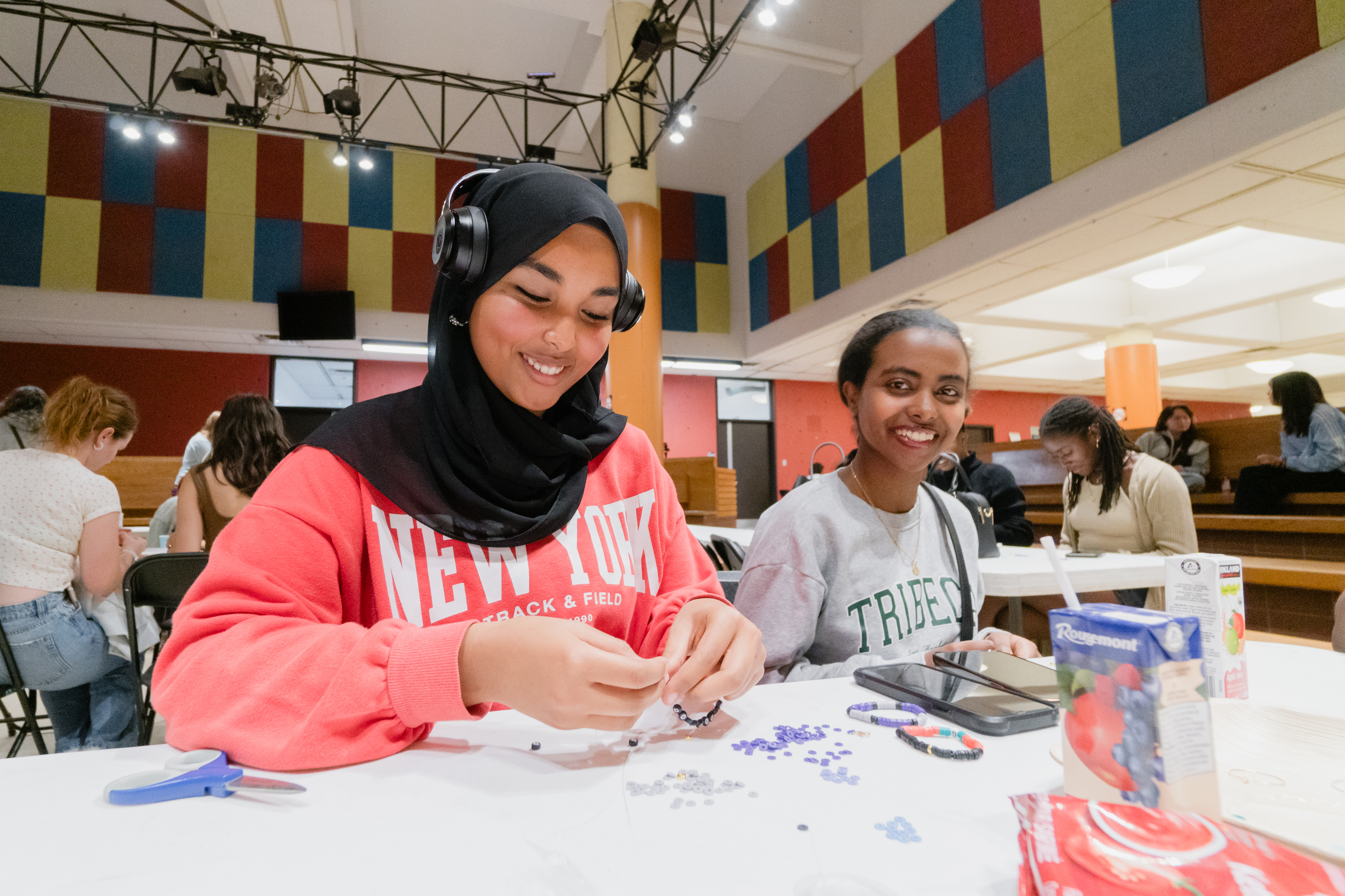 students making bracelets
