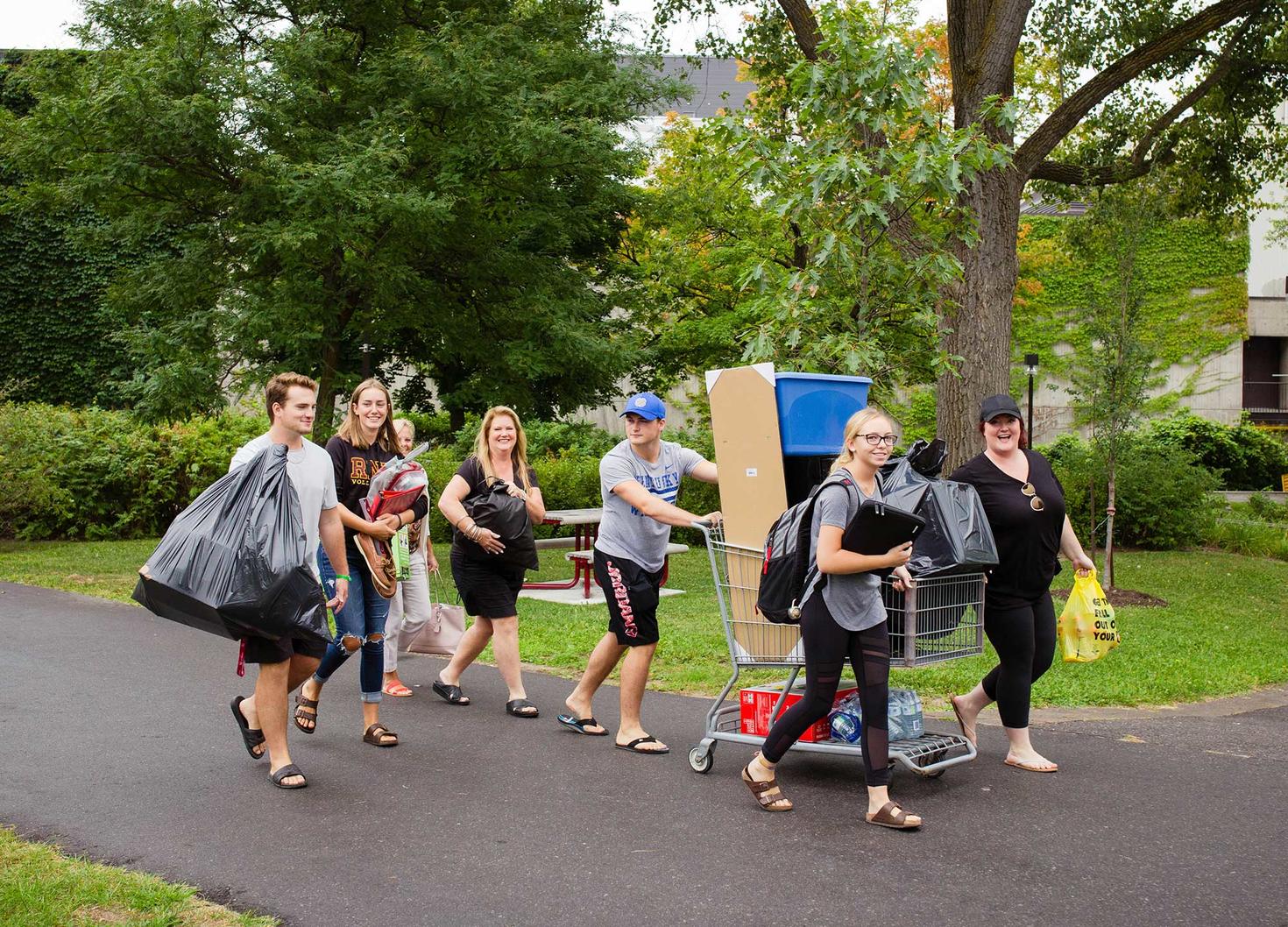 People moving belongings.