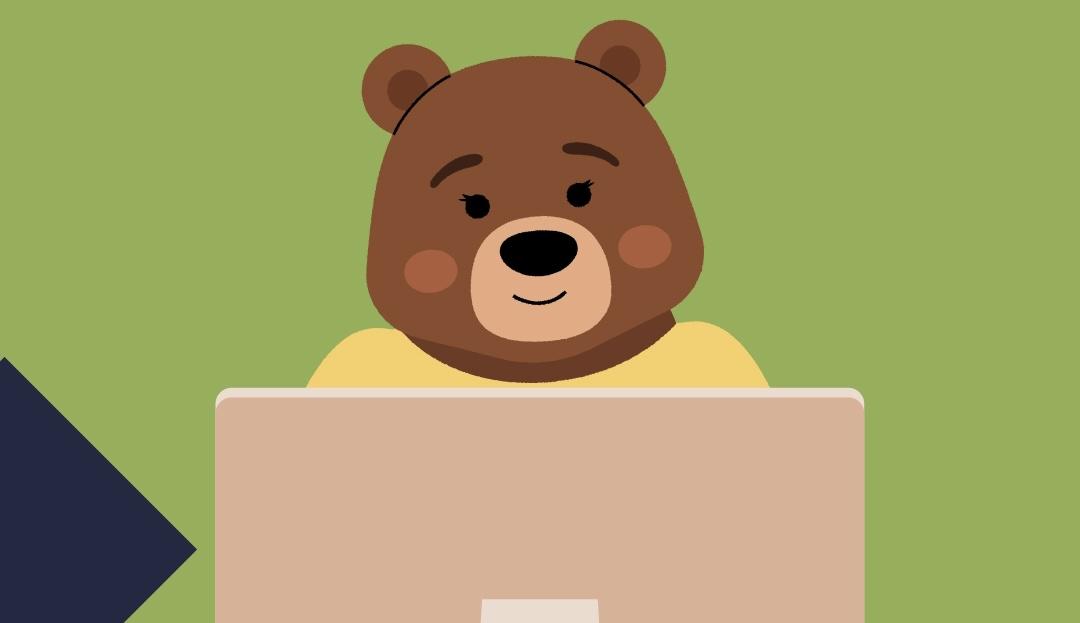 wellness lounge character on computer