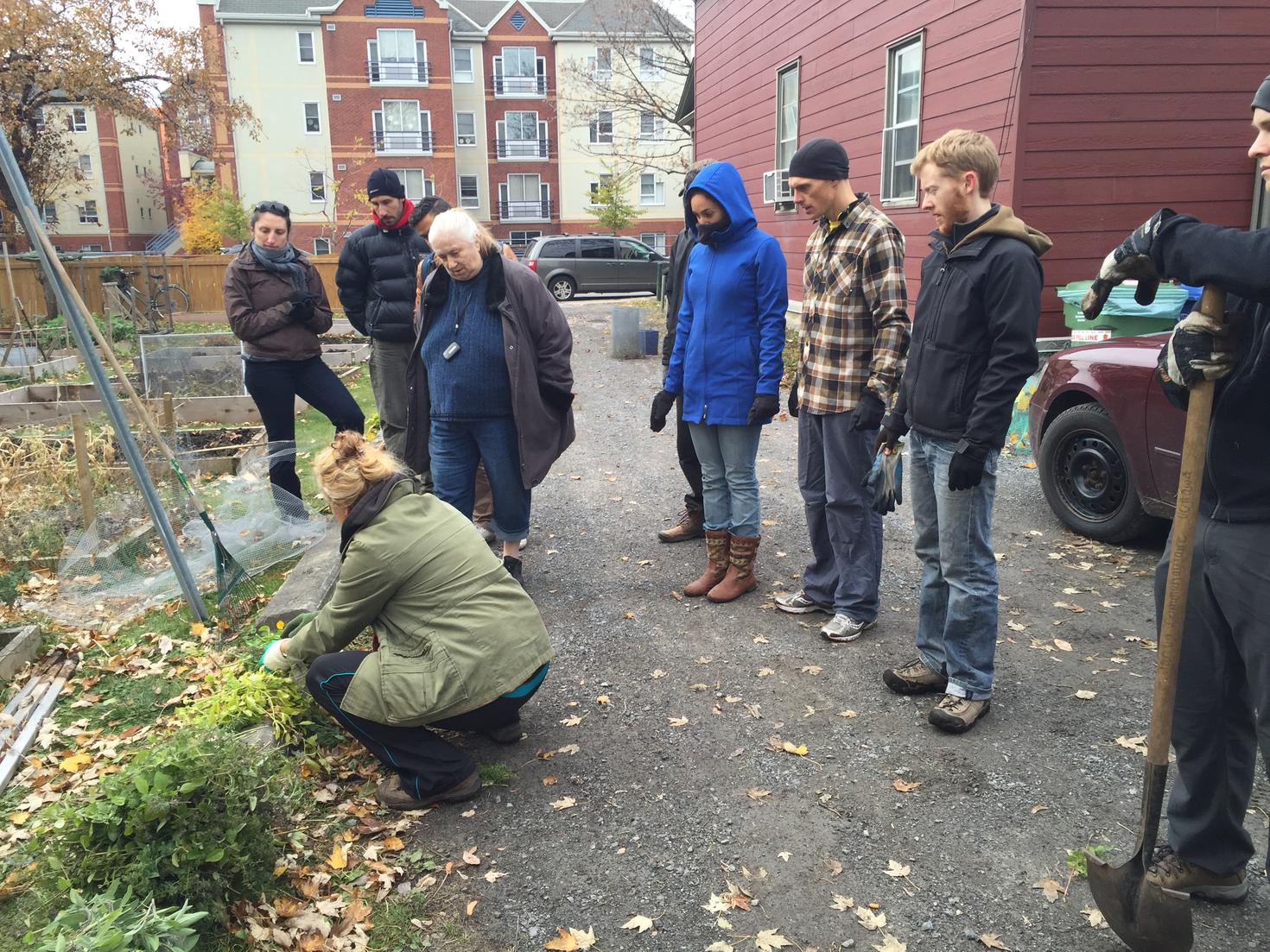 Groupe de personnes se familiarisant avec le jardinage à l’Université d’Ottawa