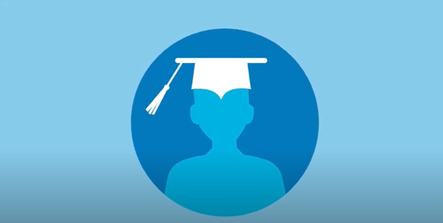 Icône d'un étudiant avec un chapeau de graduation