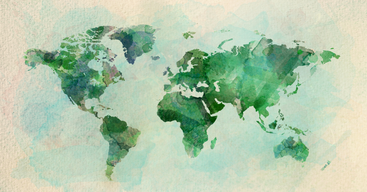 une carte du monde à l'aquarelle