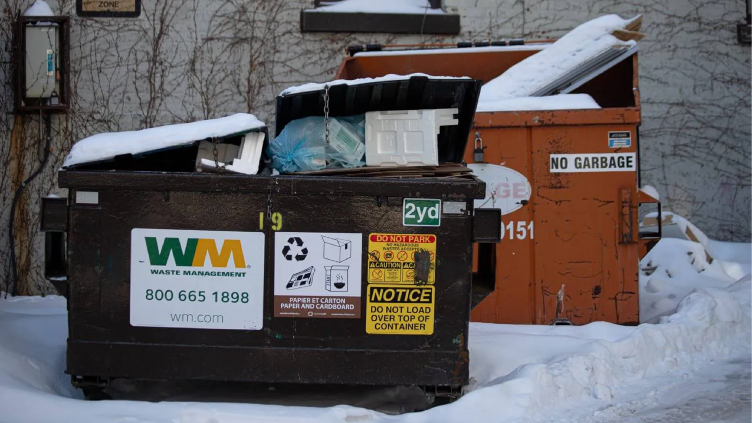 garbage bins overflowing with waste