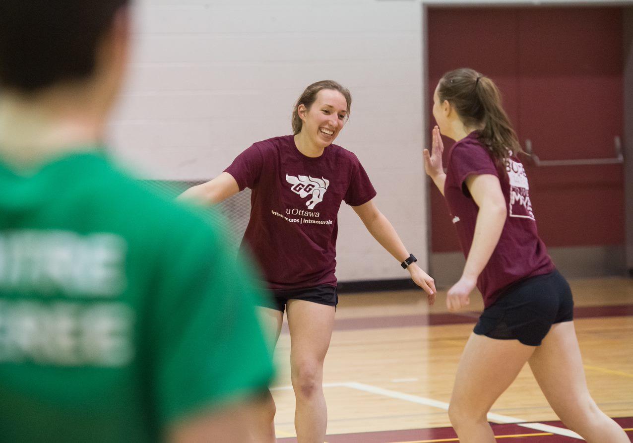 Indoor Two player high-five