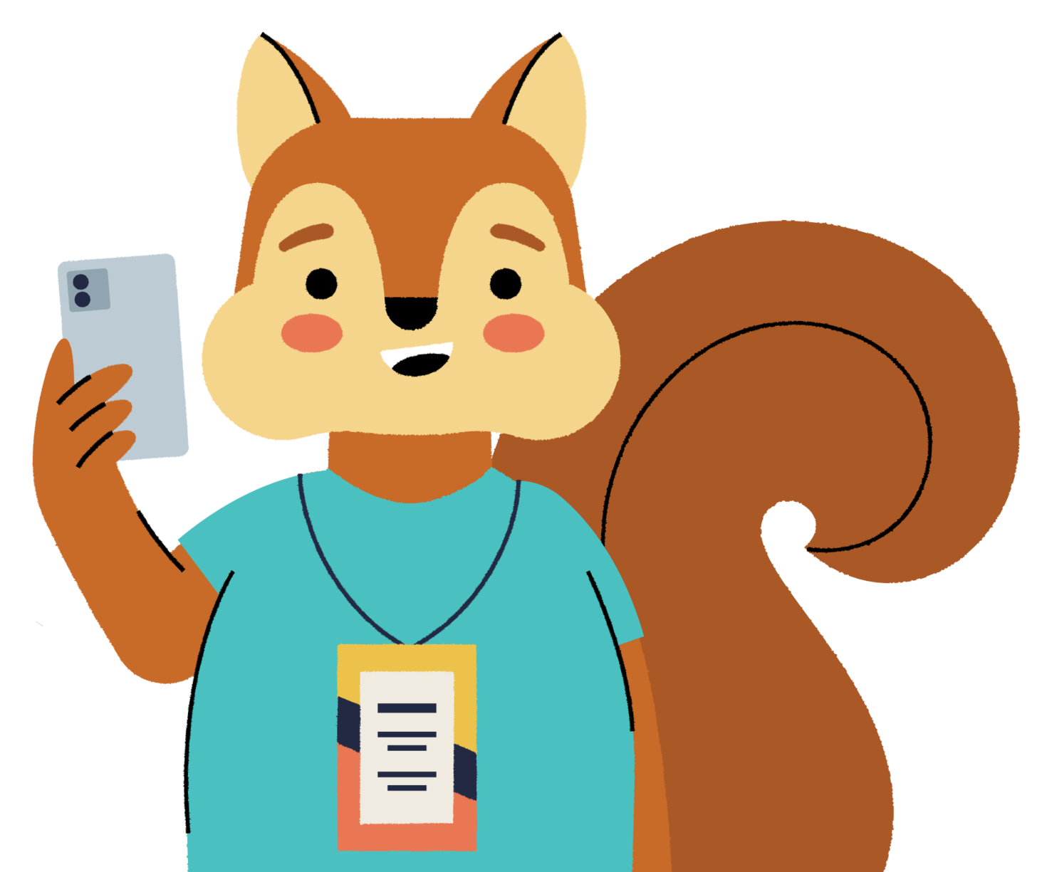wellness character with a phone in his hand