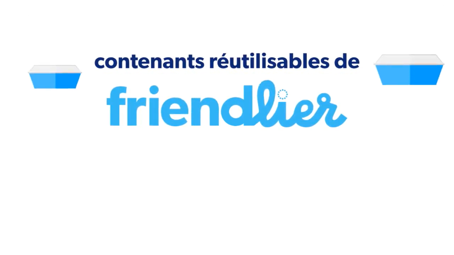 Des contenants réutilisables entourent le logo de Friendlier