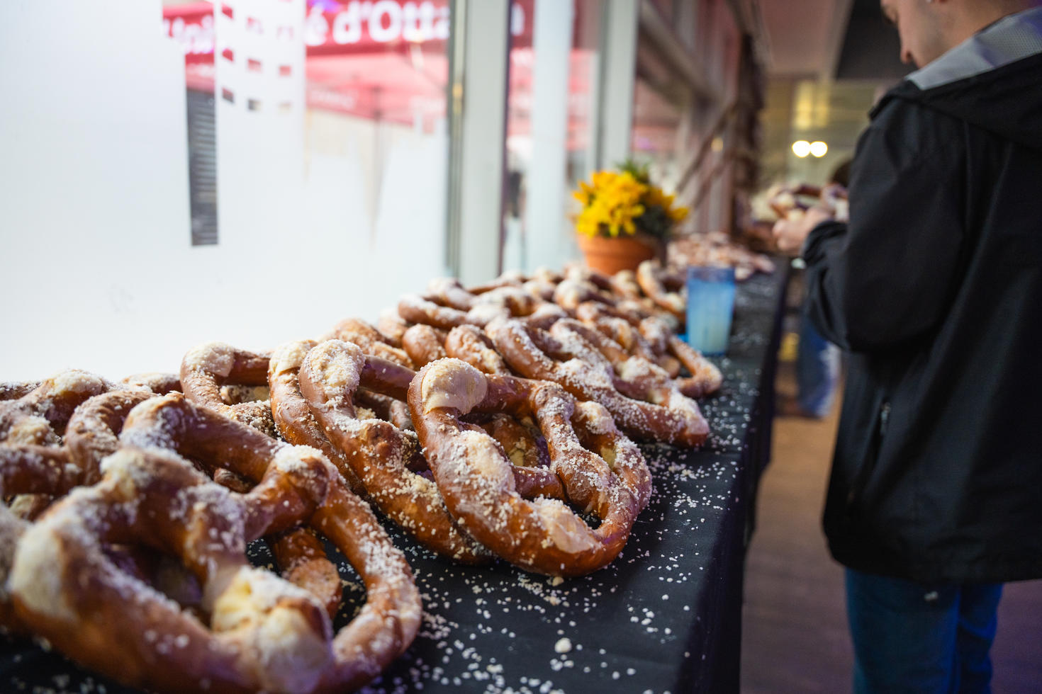 Rows of pretzels 